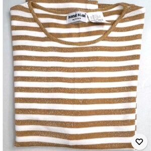 Bonnie Blain Striped Sweater Sparkling Gold and White Small